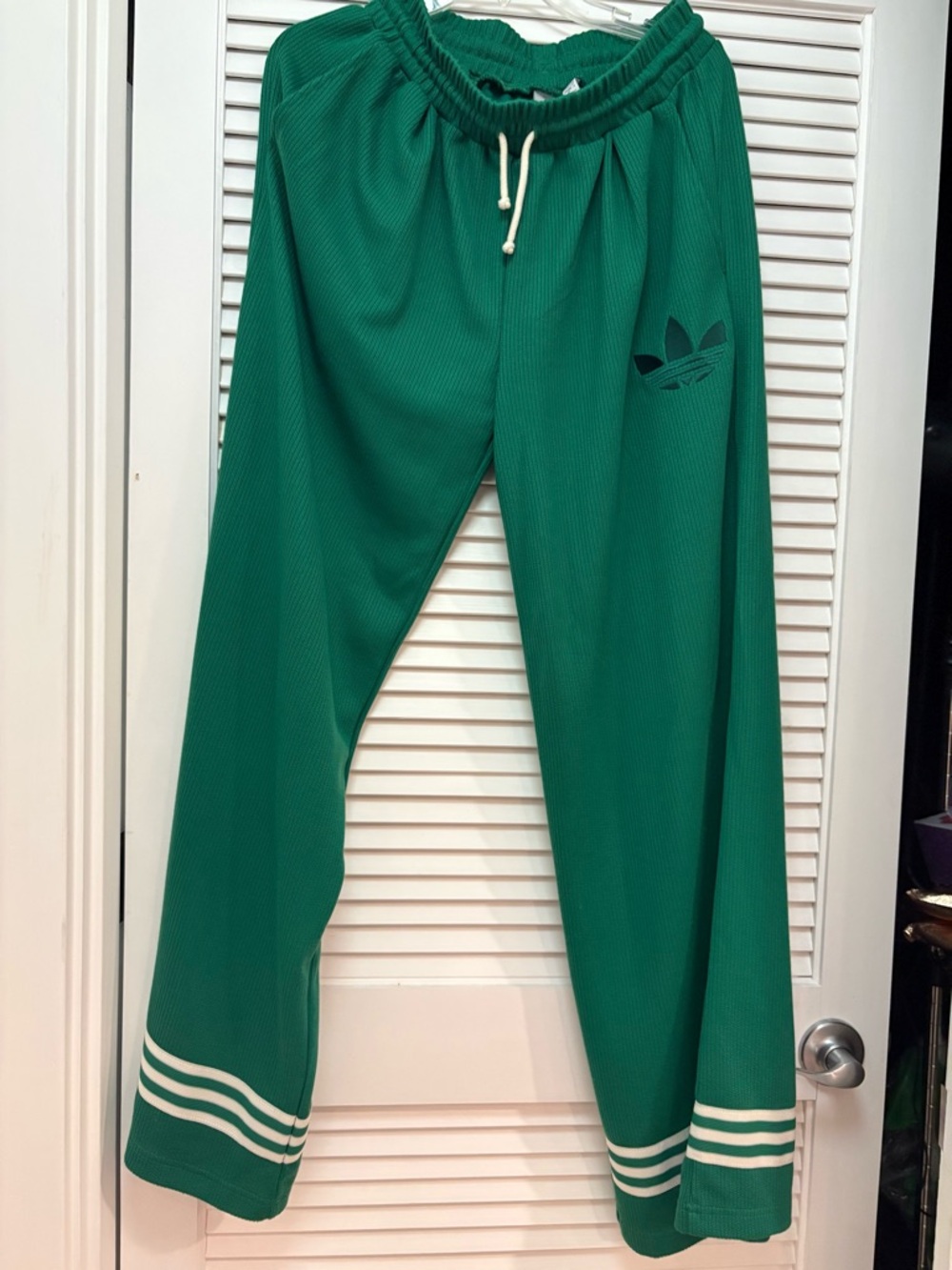 Adidas womens Green Three-Stripe Track Pants
